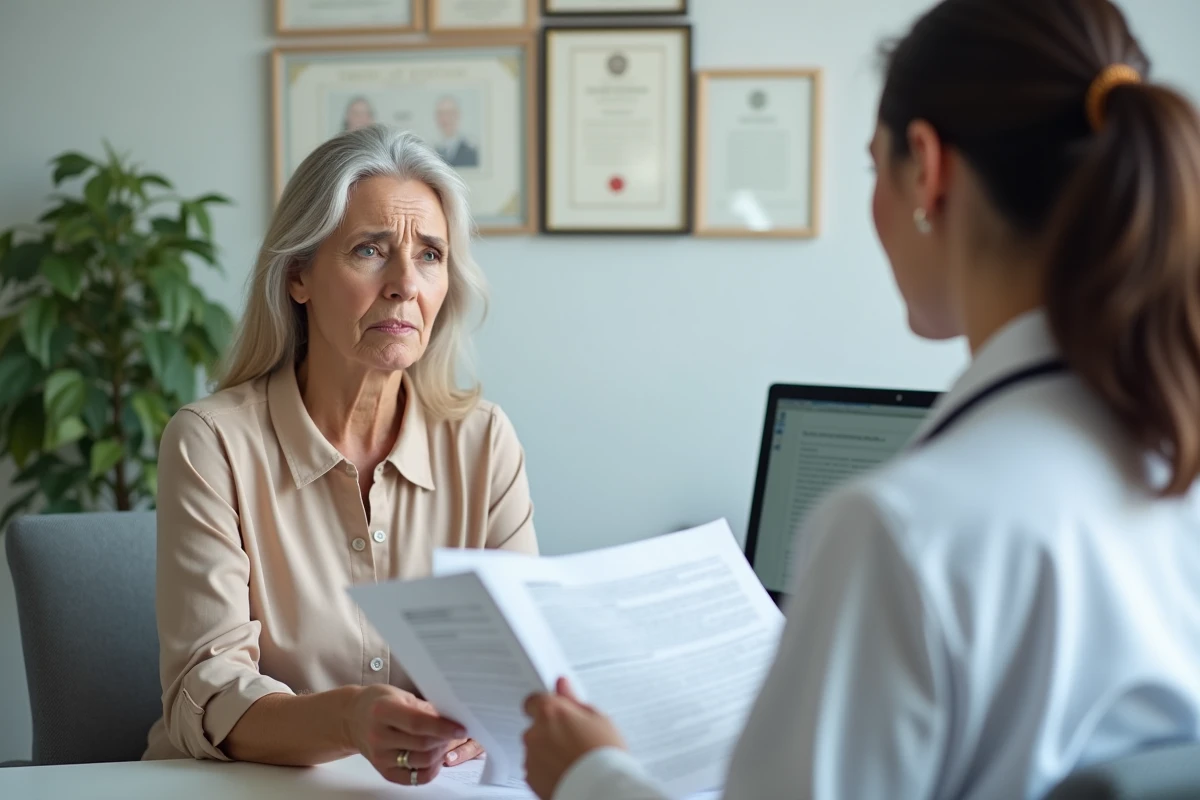 Consultation médicale entre une patiente et son médecin au sujet des dangers des compléments amincissants