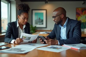 Homme et femme d affaires béninois en réunion